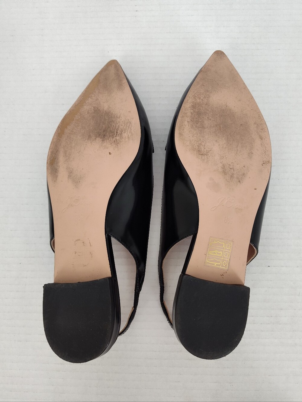 J Crew Black White Patent Leather Slingback Ballet Flats 8.5 Penny Loafer Shoes - Picture 5 of 8